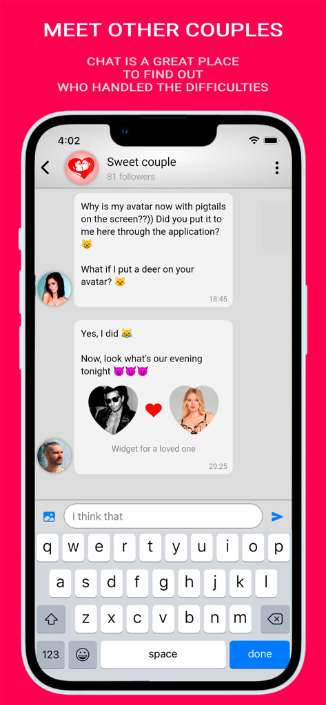 Love - My Relationship Counter - Una captura de pantalla de la aplicación Love que muestra una interfaz de chat donde las parejas pueden conectarse y compartir experiencias de relación.