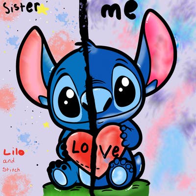 stich holding a heart