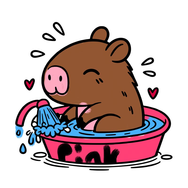 capybara taking a bath