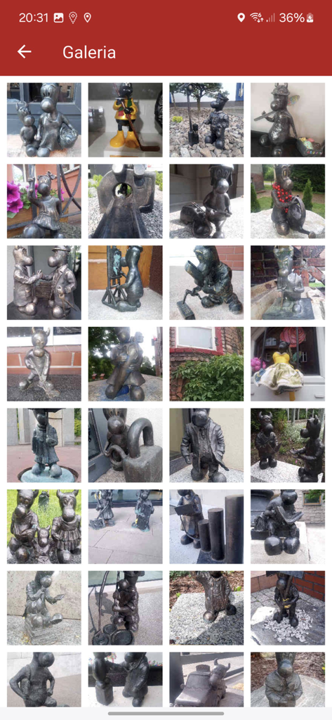 A photo gallery showing various bronze Bebok sculptures located in Upper Silesia