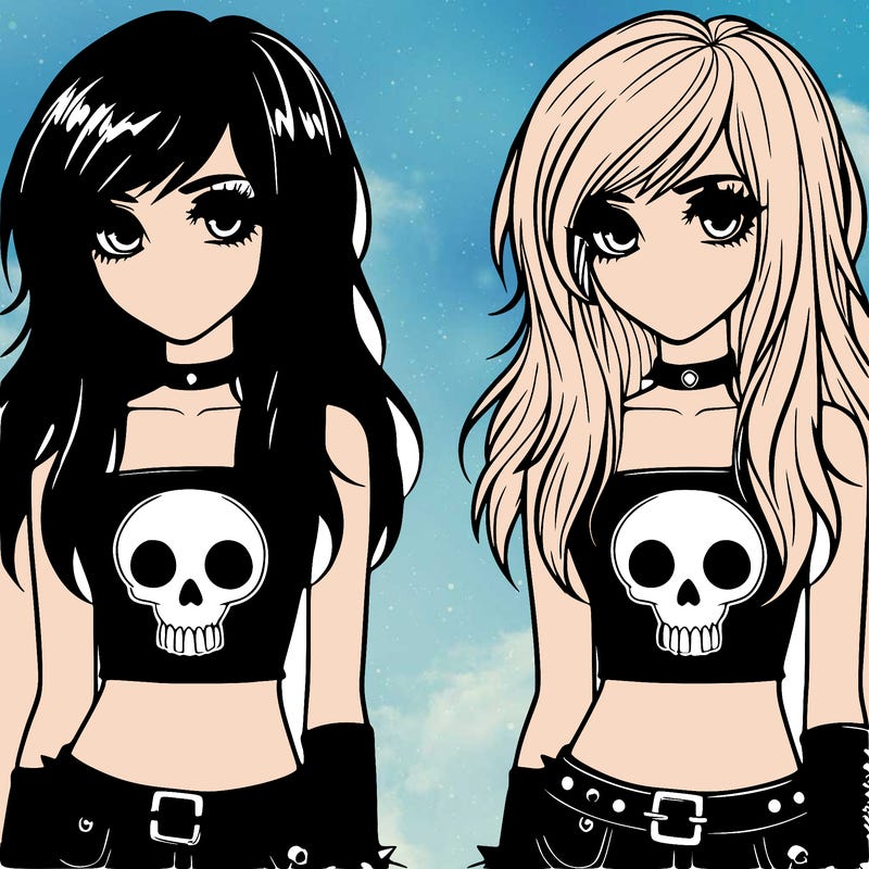 realistic emo girl with skull crop top