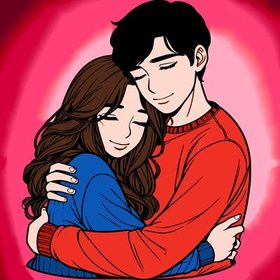couple hugging realistic