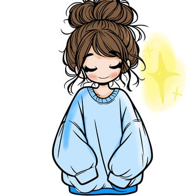 girl with baggy sweatshirt and messy bun