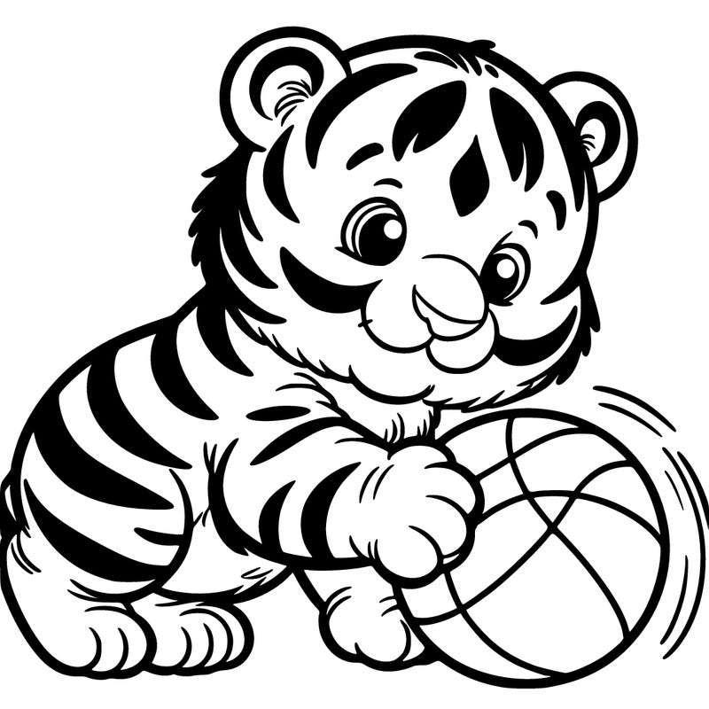 tiger playing with a ball