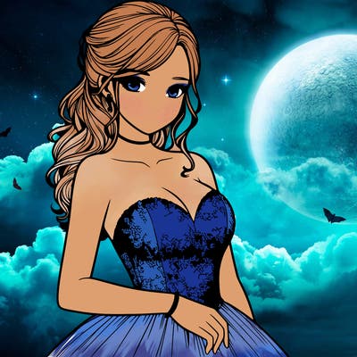 realistic girl in prom dress