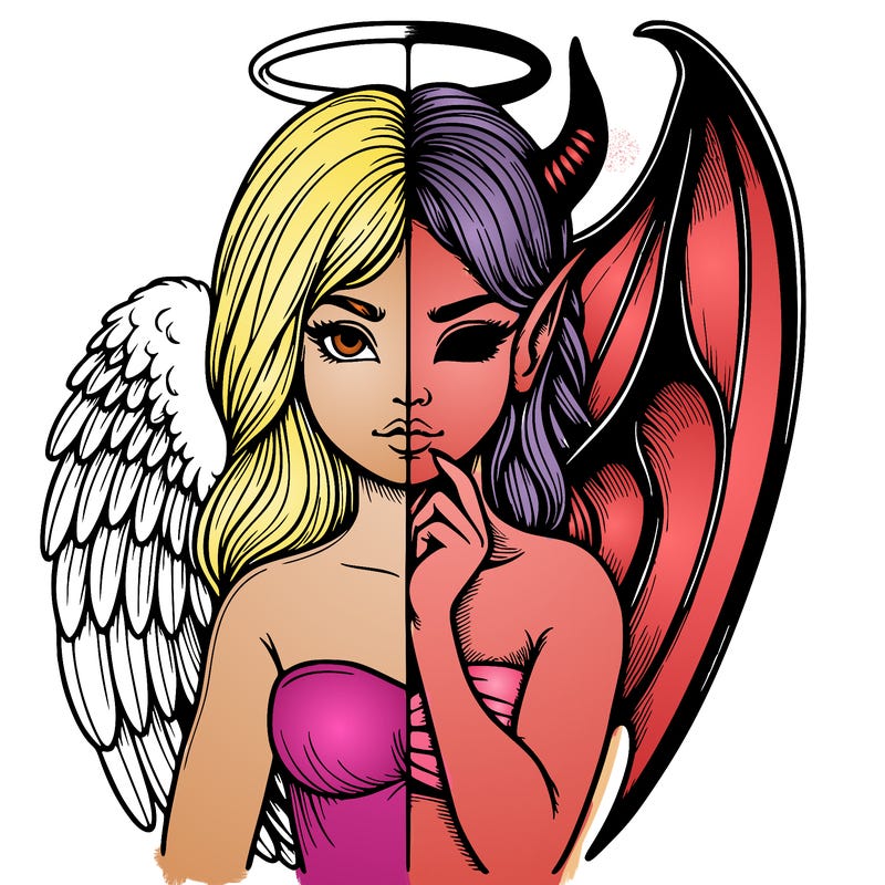 realistic angel half demon