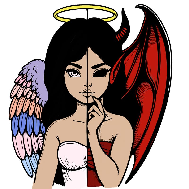 realistic angel half demon