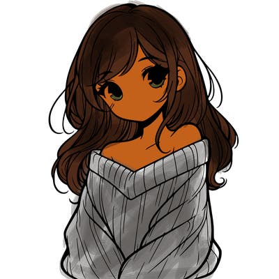 shy pretty girl wearing a sweater that is falling off one shoulder portrait