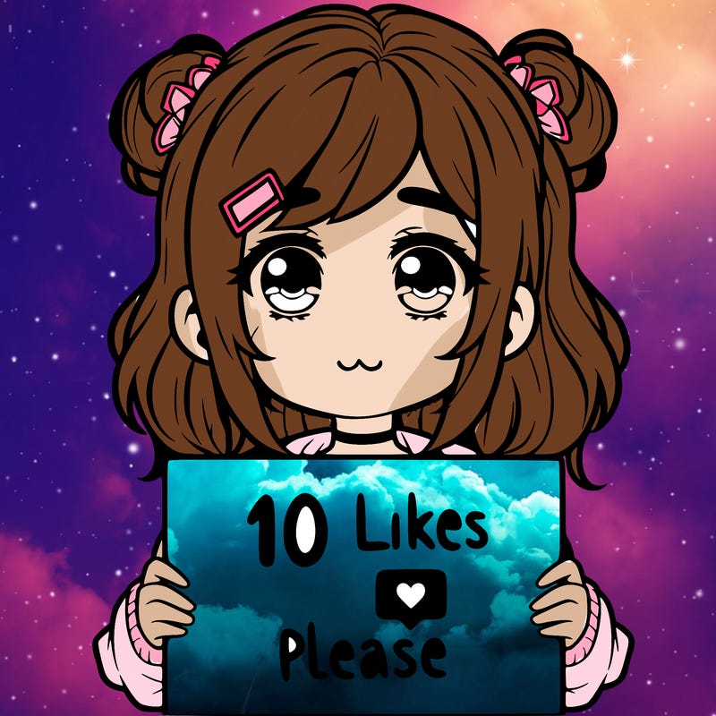 a girl with a sign saying 10 likes please