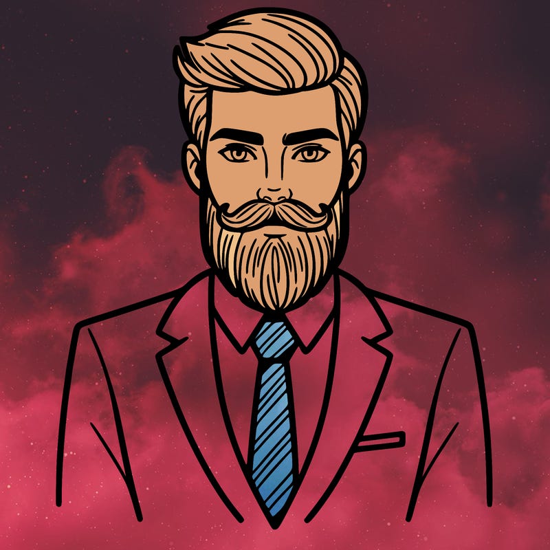 bearded man in suit