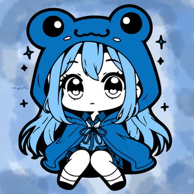 chibi girl with frog hoodie