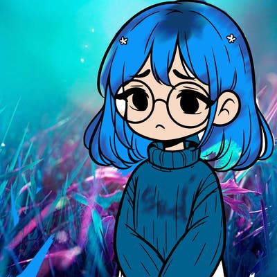 sad girl with glasses in a sweater