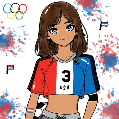 realistic girl wearing soccer jersey