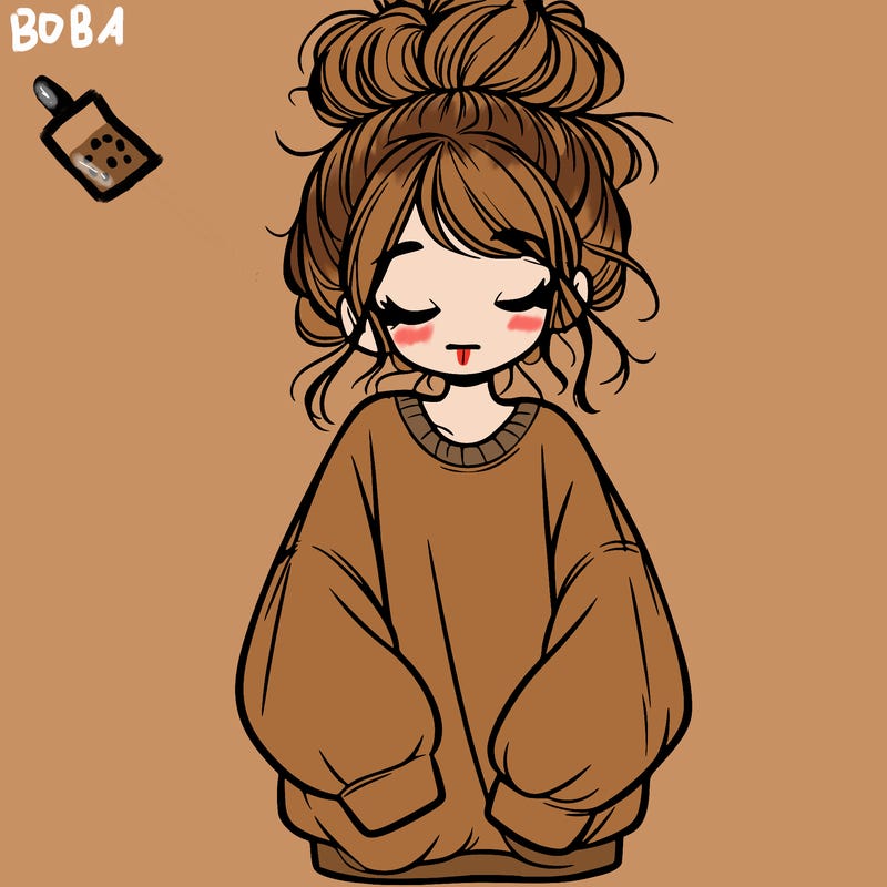 girl with baggy sweatshirt and messy bun