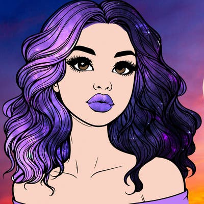 realistic girl with wavy hair and lips