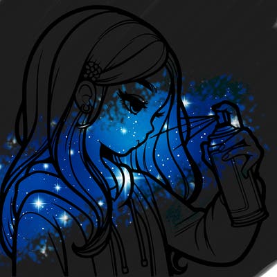 a realistic girl spray painting