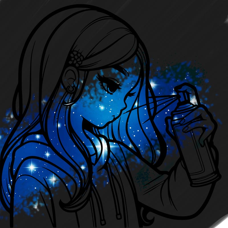 a realistic girl spray painting