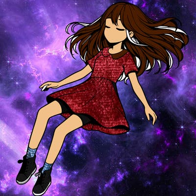 realistic girl floating