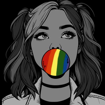 realististic girl blowing bubble -gum