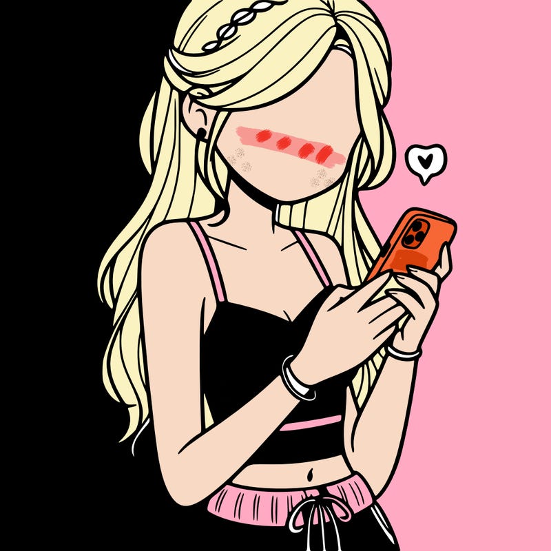 girl with crop top texting on her phone