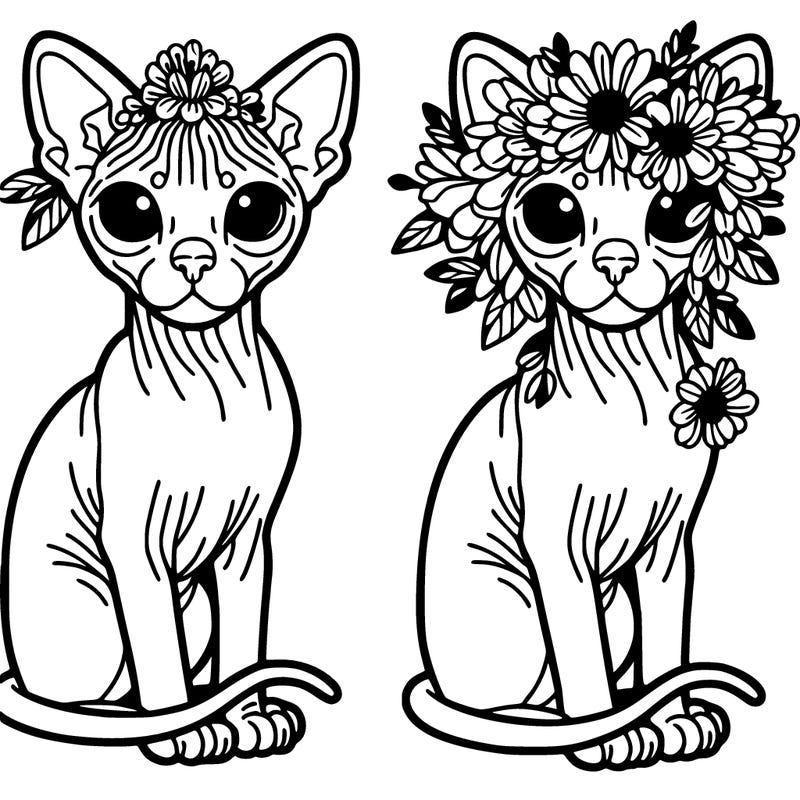 hairless cat with a flower crown