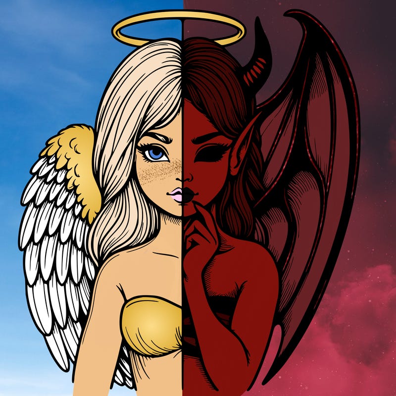 realistic angel half demon