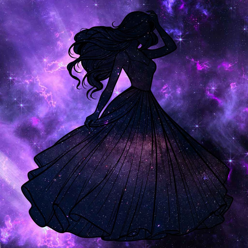 realistic woman with dress flowing in the wind