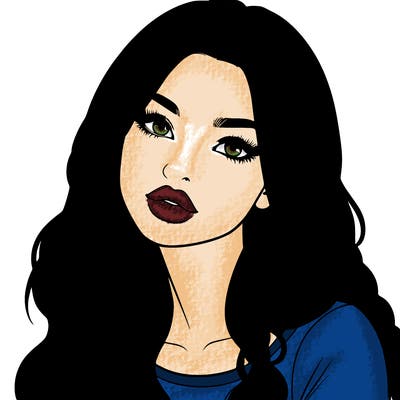 realistic girl with hair on her hair and lips