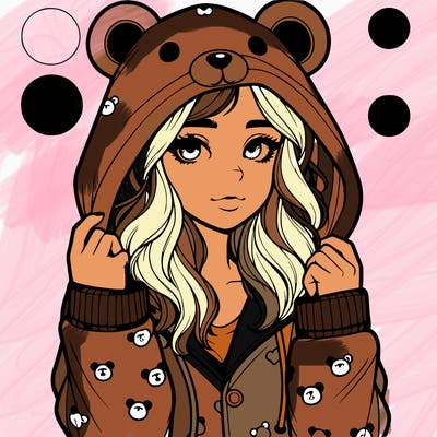 realistic girl in a animal pjs hoodie