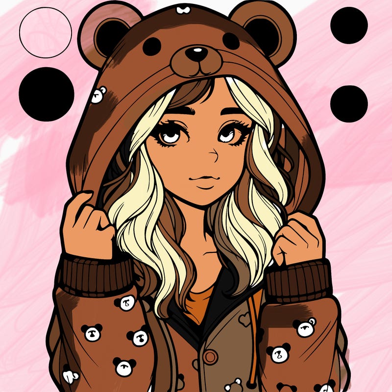 realistic girl in a animal pjs hoodie