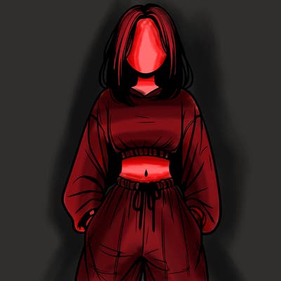 realistic girl faceless with baggy pants and a crop top