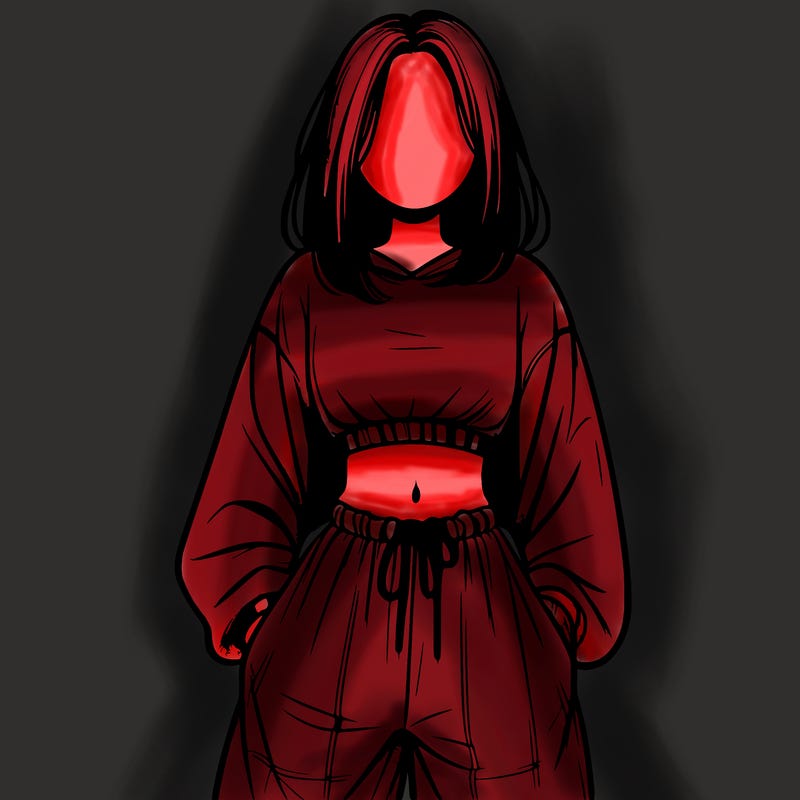 realistic girl faceless with baggy pants and a crop top