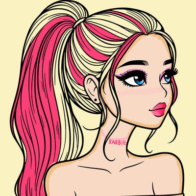 a beautiful and realistic girl with a high pony tail