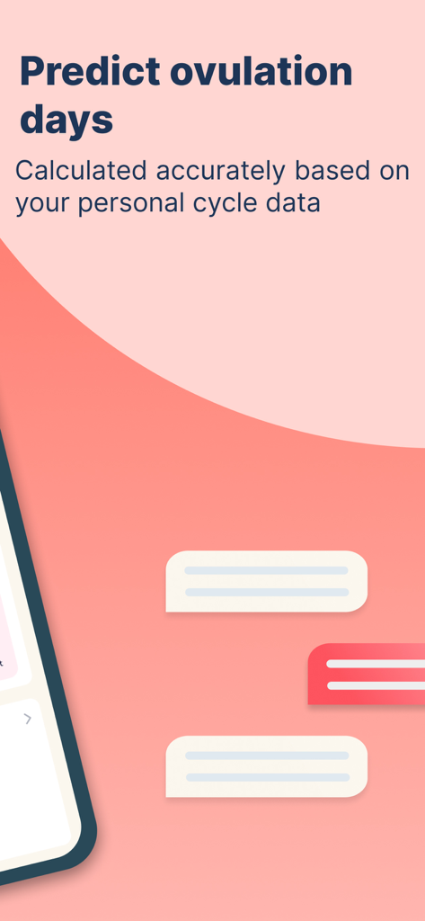 Period Cycle Calculator - Uma tela promocional para o aplicativo Calculadora de Ciclo Menstrual mostrando o recurso de previsão de ovulação.