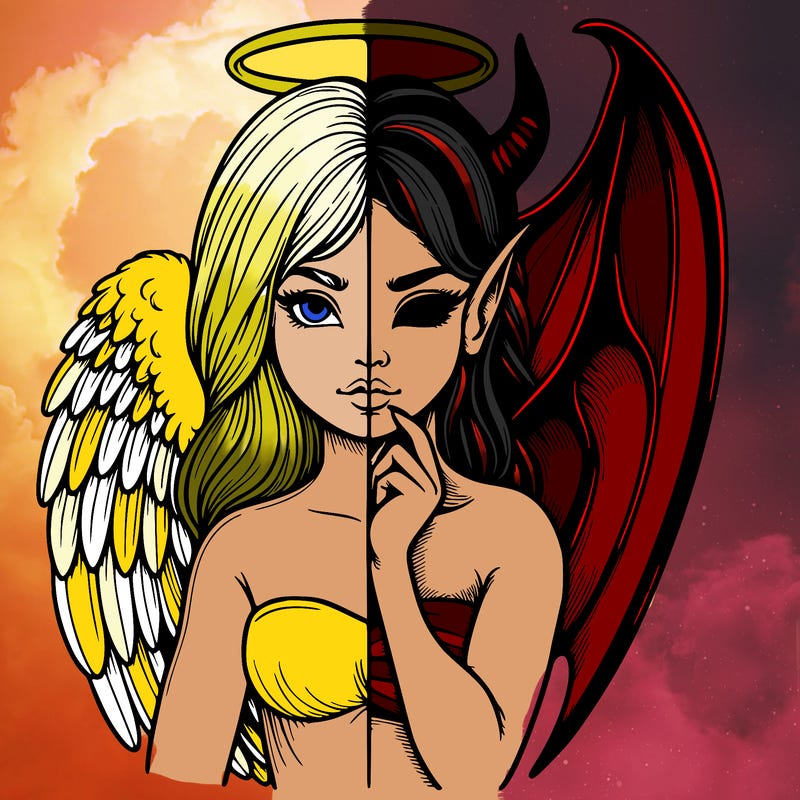 realistic angel half demon