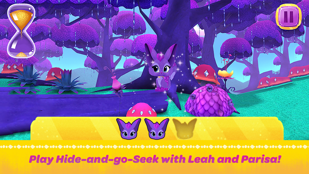 Shimmer and Shine: Genie Games - Shimmer and Shine hide and seek mini game featuring Parisa in a purple forest
