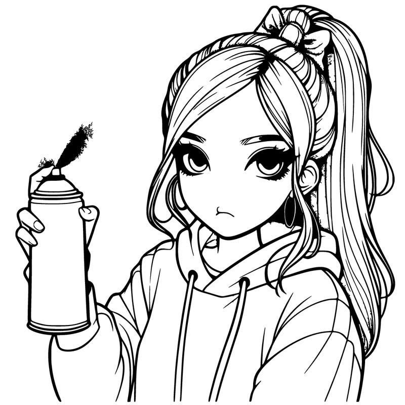 a realistic girl spray, painting
