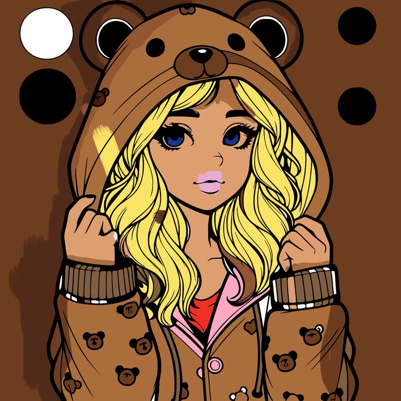 realistic girl in a animal pjs hoodie