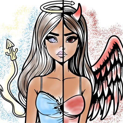 devil vs angel realistic girl