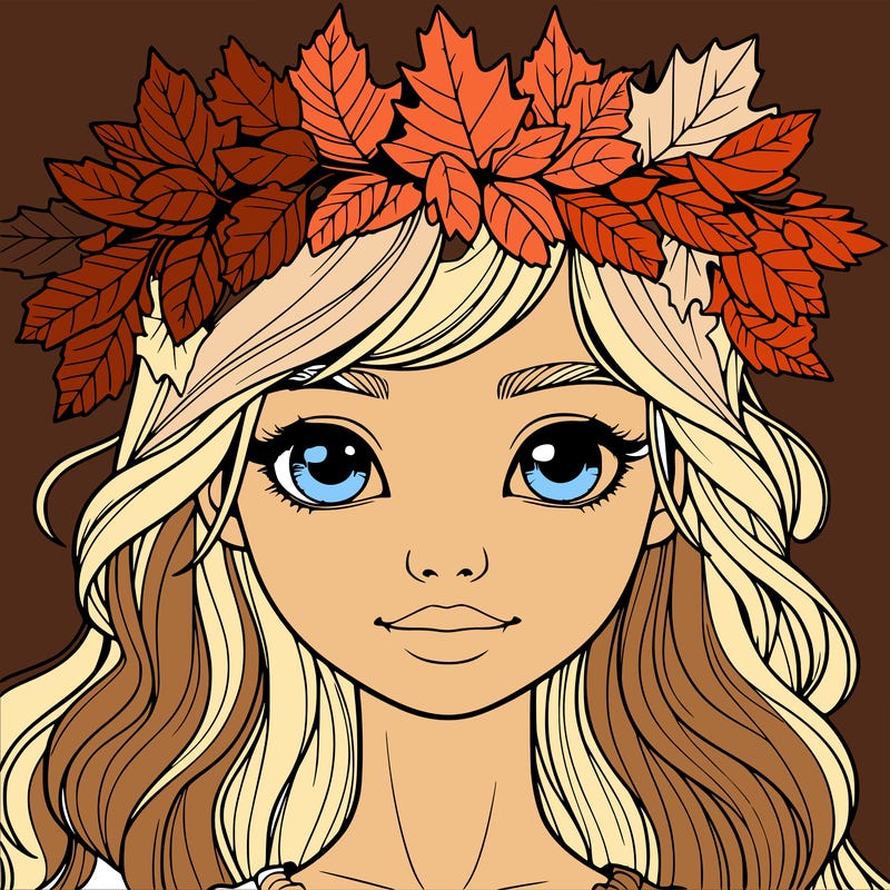 realistic girl with fall leaf crown