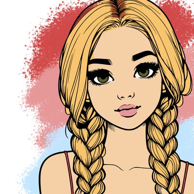 realistic girl with braids