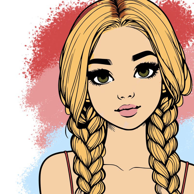 realistic girl with braids