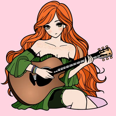beautiful girl playing the guitar