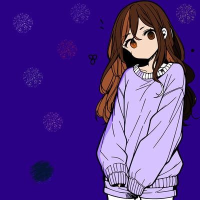 manga teen girl  in a sweater and baggy pants