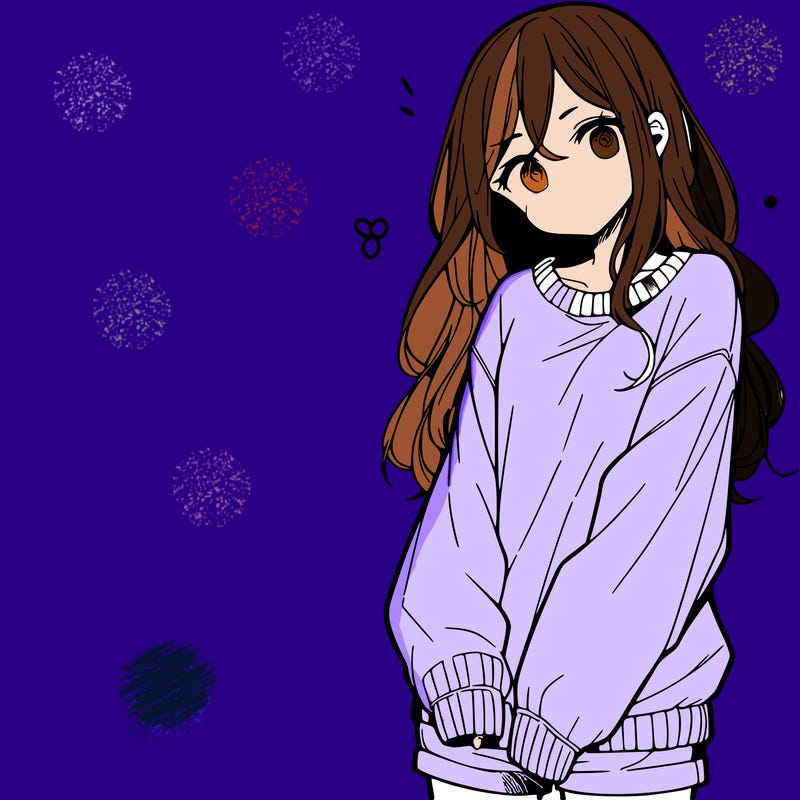 manga teen girl  in a sweater and baggy pants