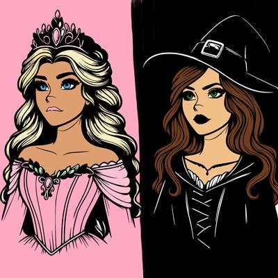 princess and witch realistic