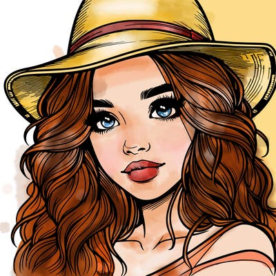 realistic girl with hat
