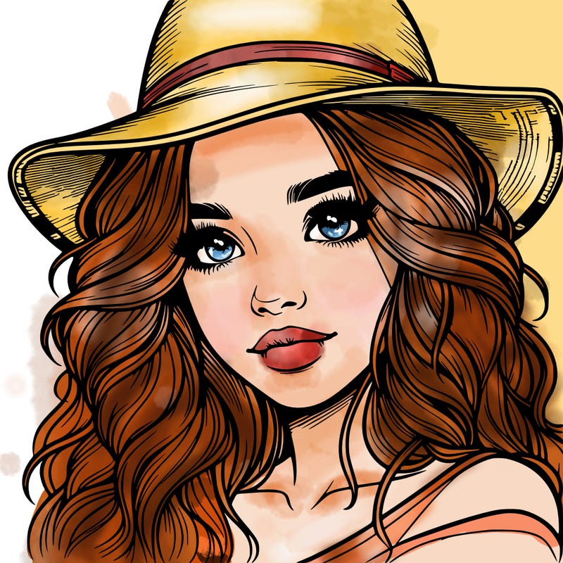 realistic girl with hat