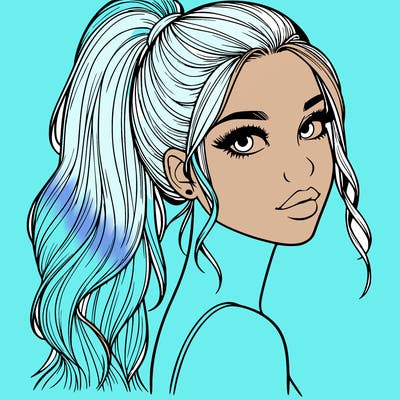realistic pretty girl with high pony tail