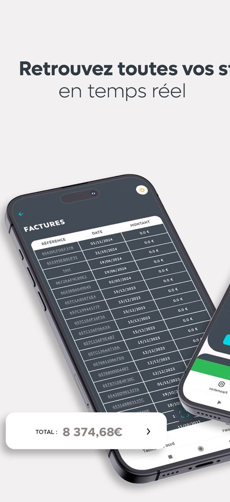 Scan Annonceur Smart Reduc - Business invoice list and total billing summary for merchants in the Smart Reduc advertiser app